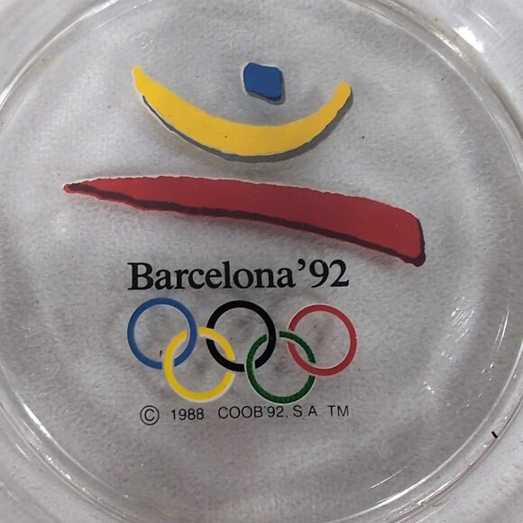 Barcelona Olympics 1992 Glass Ashtray COOB Italy Souvenir Vintage Spain Games - Picture 2 of 7